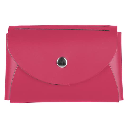JAM Paper Italian Leather Business Card Holder Case with Round Flap